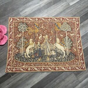 VTG GOLBYS The Taste Jacquard Woven Wall Tapestry 45" W x 34" H Lady & Unicorn